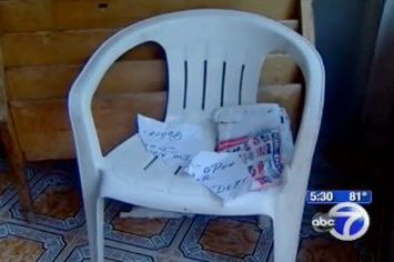 WABC 7 filmed this chair outside the mosque